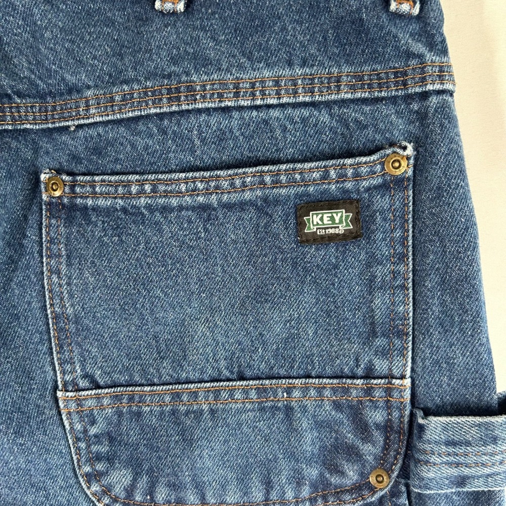 Key Mens Double Knee Logger Denim Carpenter Jeans Blue W36 L30 FS2818 - Picture 7 of 12